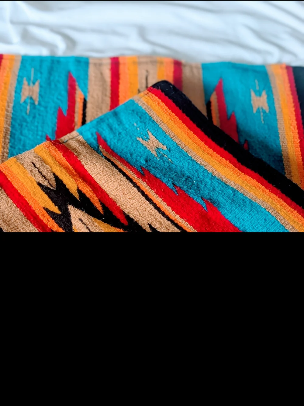 Turquoise Southwestern Accent Pillow Cover with Multicolor Pattern